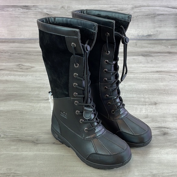 🍁UGG🍁  BUTTE II TOGGLE TALL BLACK CWR KIDS WINTER WATER PROOF TALL BOOTS - Picture 6 of 16